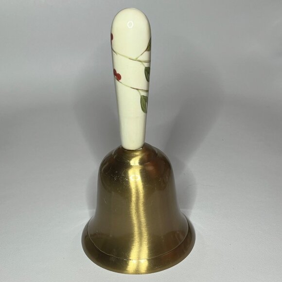 Brass Bell with Porcelain Handle Beautiful Sounding Ring - Picture 3 of 7